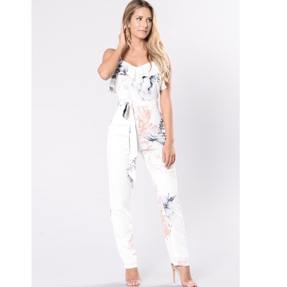 Fashion Nova Pants - Fashion Nova Jumpsuit - Ivory Floral